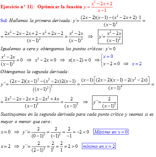 Optimización De Funciones De Una Variable Ejercicios - Derivadas